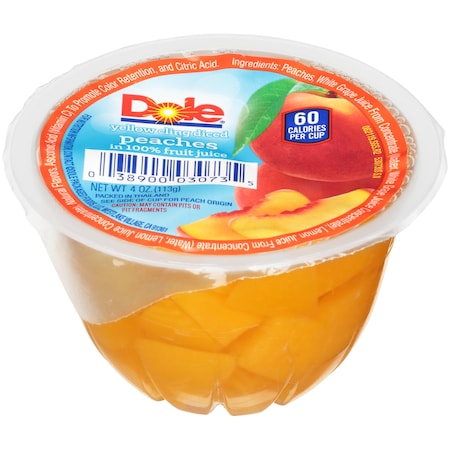 Dole Kosher Diced Peach In Juice 4 Oz. Cup, PK36